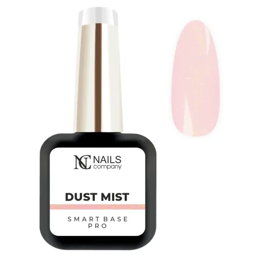 La Smart Base pro Dust Mist est une rubber base rose poudré avec un voile délicat d'or