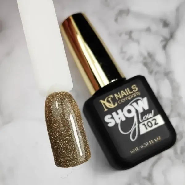 Show Glow 102 - Vernis à Paillettes Réflectives Dorées