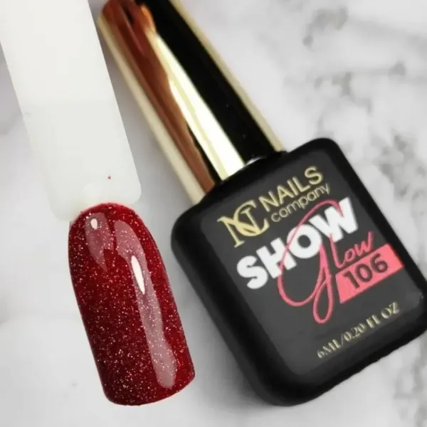 Show Glow 106 - Vernis semi-permanent rouge à paillettes réflectives
