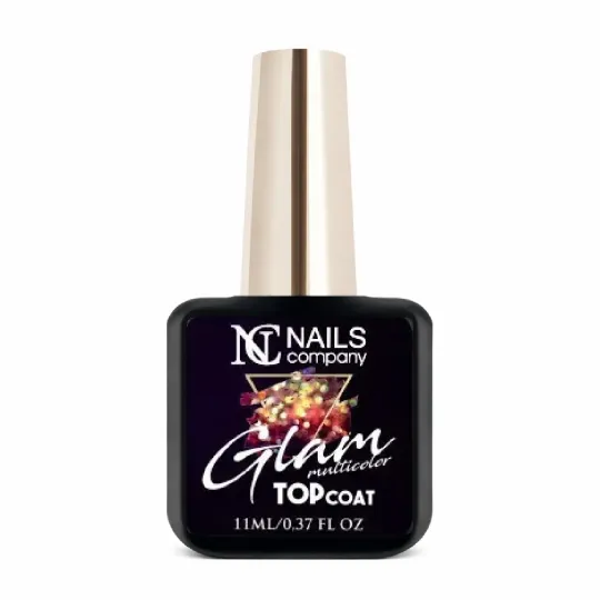 Glam Top coat multicolor, gel UV de finition avec des pailletes multicolores