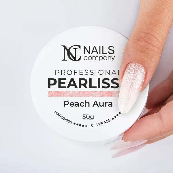Peach Aura est un gel UV de construction rose pêche avec un effet sirène.