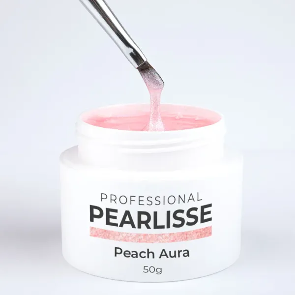 Peach Aura est un gel UV de construction rose pêche avec un mermaid effect