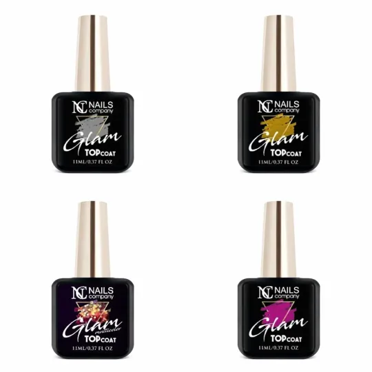 1 top coat offert pour l'achat de notre pack de 4 gels UV de finition pailleté