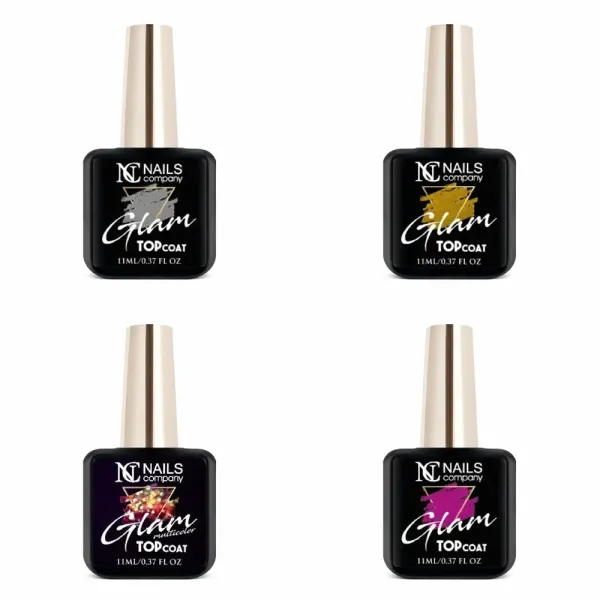 1 top coat offert pour l'achat de notre pack de 4 gels UV de finition pailleté
