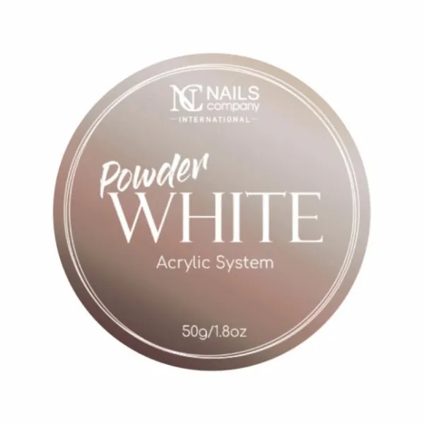 Poudre acrylique blanche pour pose d'ongles en résine.