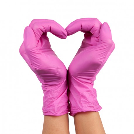 gants nitrile S pink