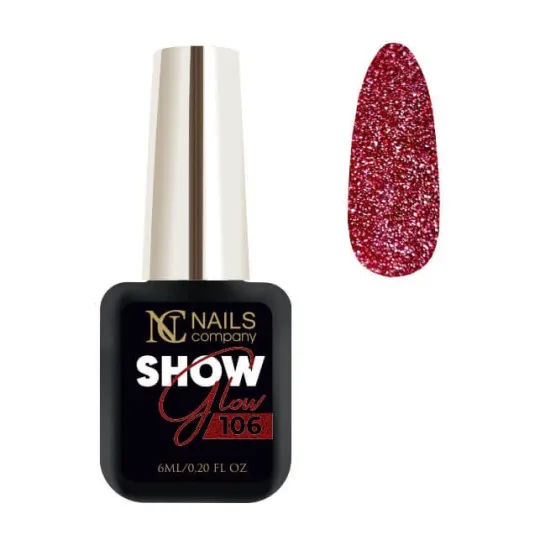 Vernis semi-permanent à paillettes réflectives rouges Show Glow 106