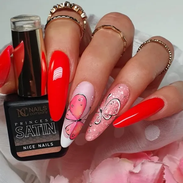 Vernis semi-permanent orange pailleté Nice Nails - Princess Satin